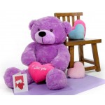 3.5 feet big purple teddy bear with pink I Love You Heart